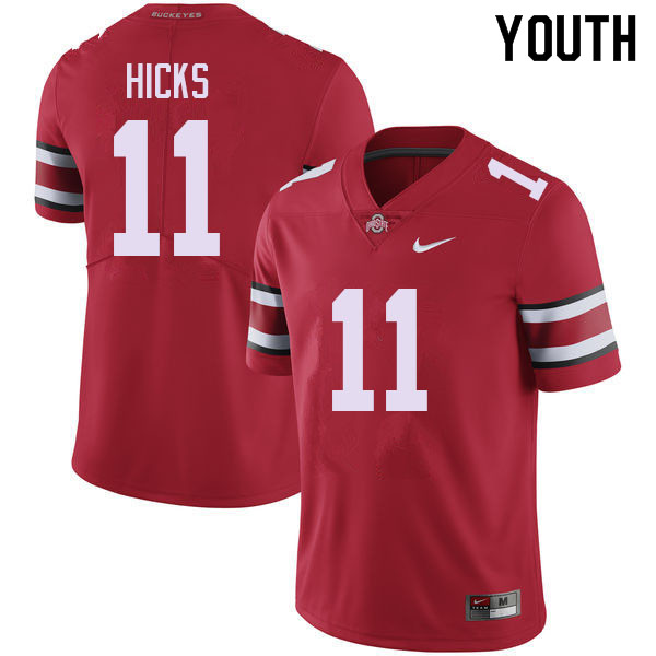 Ohio State Buckeyes C.J. Hicks Youth #11 Red Authentic Stitched College Football Jersey